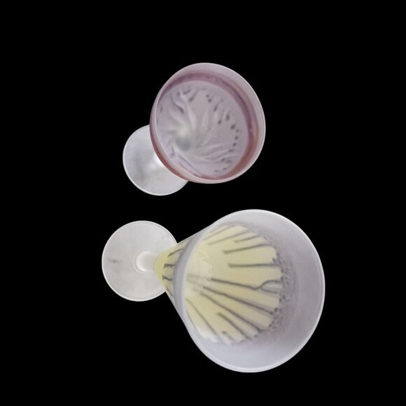 Vintage Hebro  Art Nouveau Drip Glaze Frosted Wine Glasses – Two Pieces - Picture 8 of 12